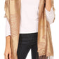 Sakkas Sarah Reversible Silky Soft Brocade Scarf Shawl Stole with Fringe