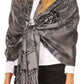 Sakkas Tessa Reversible Rose Brocade Warm Soft Scarf Wrap Stole with Fringe