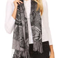 Sakkas Tessa Reversible Rose Brocade Warm Soft Scarf Wrap Stole with Fringe
