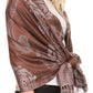 Sakkas Tessa Reversible Rose Brocade Warm Soft Scarf Wrap Stole with Fringe