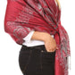 Sakkas Tessa Reversible Rose Brocade Warm Soft Scarf Wrap Stole with Fringe