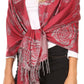 Sakkas Tessa Reversible Rose Brocade Warm Soft Scarf Wrap Stole with Fringe