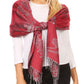 Sakkas Tessa Reversible Rose Brocade Warm Soft Scarf Wrap Stole with Fringe
