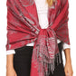 Sakkas Tessa Reversible Rose Brocade Warm Soft Scarf Wrap Stole with Fringe