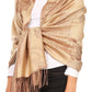 Sakkas Tessa Reversible Rose Brocade Warm Soft Scarf Wrap Stole with Fringe