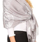 Sakkas Tessa Reversible Rose Brocade Warm Soft Scarf Wrap Stole with Fringe