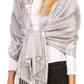 Sakkas Tessa Reversible Rose Brocade Warm Soft Scarf Wrap Stole with Fringe