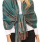 Sakkas Tessa Reversible Rose Brocade Warm Soft Scarf Wrap Stole with Fringe