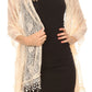 Sakkas Mari Women's Large Lightweight Soft Lace Scarf Wrap Shawl Floral and Fringe