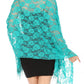 Sakkas Mari Women's Large Lightweight Soft Lace Scarf Wrap Shawl Floral and Fringe