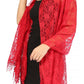 Sakkas Mari Women's Large Lightweight Soft Lace Scarf Wrap Shawl Floral and Fringe