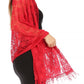 Sakkas Mari Women's Large Lightweight Soft Lace Scarf Wrap Shawl Floral and Fringe