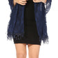 Sakkas Mari Women's Large Lightweight Soft Lace Scarf Wrap Shawl Floral and Fringe