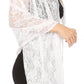 Sakkas Mari Women's Large Lightweight Soft Lace Scarf Wrap Shawl Floral and Fringe