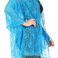 Sakkas Mari Women's Large Lightweight Soft Lace Scarf Wrap Shawl Floral and Fringe