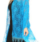 Sakkas Mari Women's Large Lightweight Soft Lace Scarf Wrap Shawl Floral and Fringe