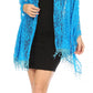 Sakkas Mari Women's Large Lightweight Soft Lace Scarf Wrap Shawl Floral and Fringe