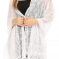Sakkas Mari Women's Large Lightweight Soft Lace Scarf Wrap Shawl Floral and Fringe