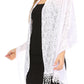 Sakkas Mari Women's Large Lightweight Soft Lace Scarf Wrap Shawl Floral and Fringe