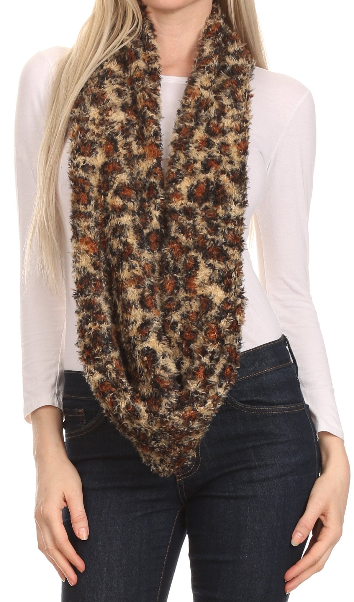 Sakkas Abhy Soft Fall Winter Furry Infinity Wrap Scarf