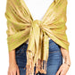 Sakkas Damari Women's Silky Soft Reversible Border Woven Pashmina Scarf Shawl Wrap