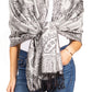 Sakkas Damari Women's Silky Soft Reversible Border Woven Pashmina Scarf Shawl Wrap