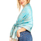 Sakkas Damari Women's Silky Soft Reversible Border Woven Pashmina Scarf Shawl Wrap