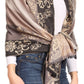 Sakkas Damari Women's Silky Soft Reversible Border Woven Pashmina Scarf Shawl Wrap