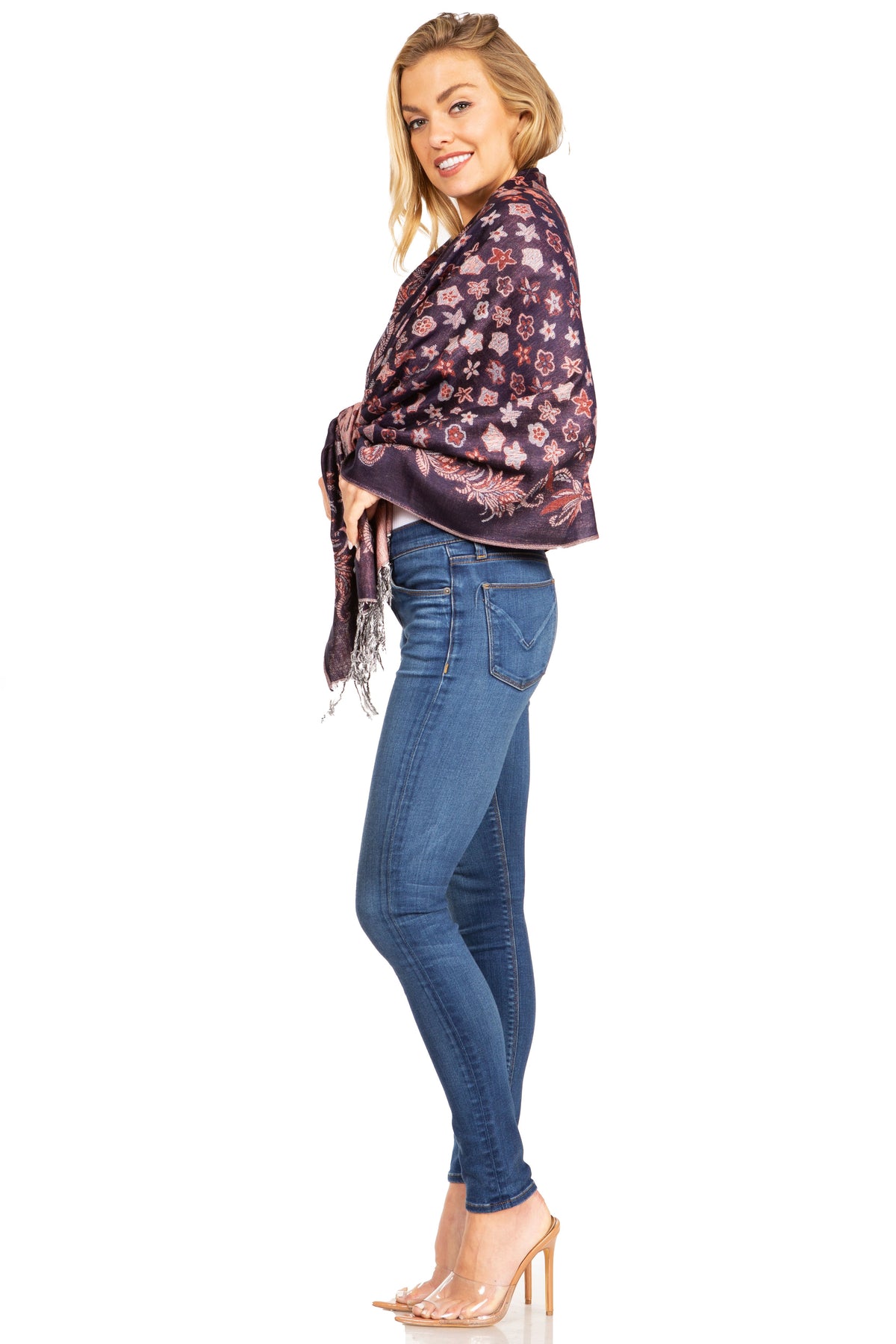 Sakkas Alessa Women's Silky Soft Reversible PaisleyPrint Pashmina Scarf Shawl Wrap