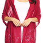 Sakkas Naomi Women Soft Sheer Embellished Chiffon Bridal Wedding Scarf Shawl Wrap