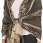 Sakkas Maela Long Extra Wide Traditional Patterned Fringe Pashmina Shawl / Scarve