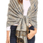Sakkas Kalin Long Wide Woven Patterned Fringe Tassel Pashmina Shawl / Scarf