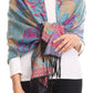 Sakkas Aurora Floral Rose Pashmina Scarf Shawl with Fringe Super Warm Soft Vegan