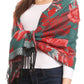 Sakkas Aurora Floral Rose Pashmina Scarf Shawl with Fringe Super Warm Soft Vegan