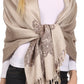 Sakkas Aubry dual colored ranunculus border soft Pashmina/ Shawl/ Wrap/ Stole