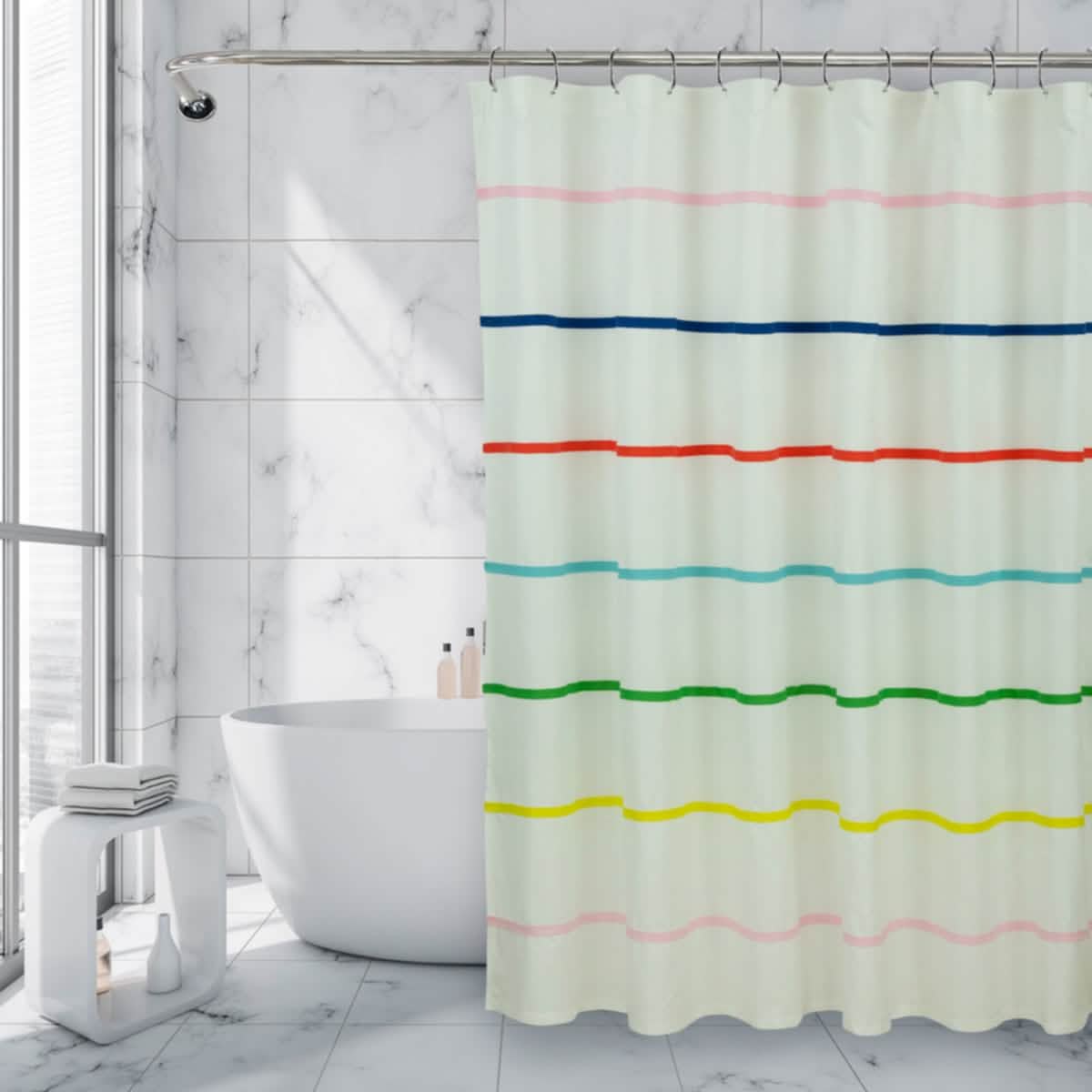 Cortina de ducha estampada de microfibra doble cepillada Royale Linens 1800 hilos