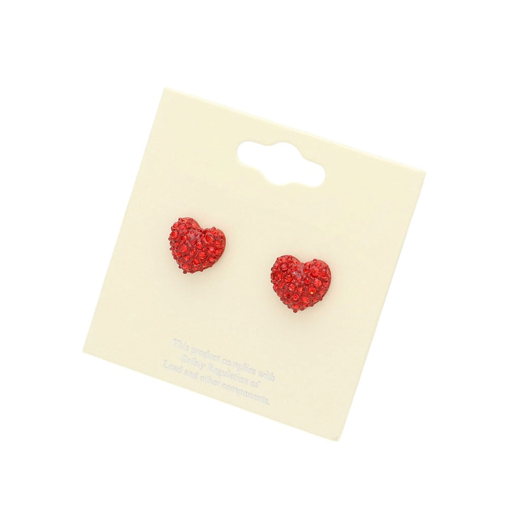 Crystal Pave Heart Stud Earrings