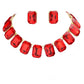 Emerald Cut Stone Link Evening Necklace Earring Set