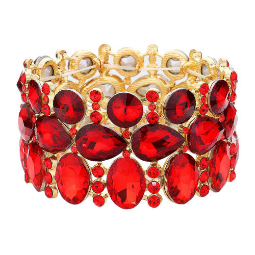 Women's Multi Stone Cluster Evening Stretch Bracelet
