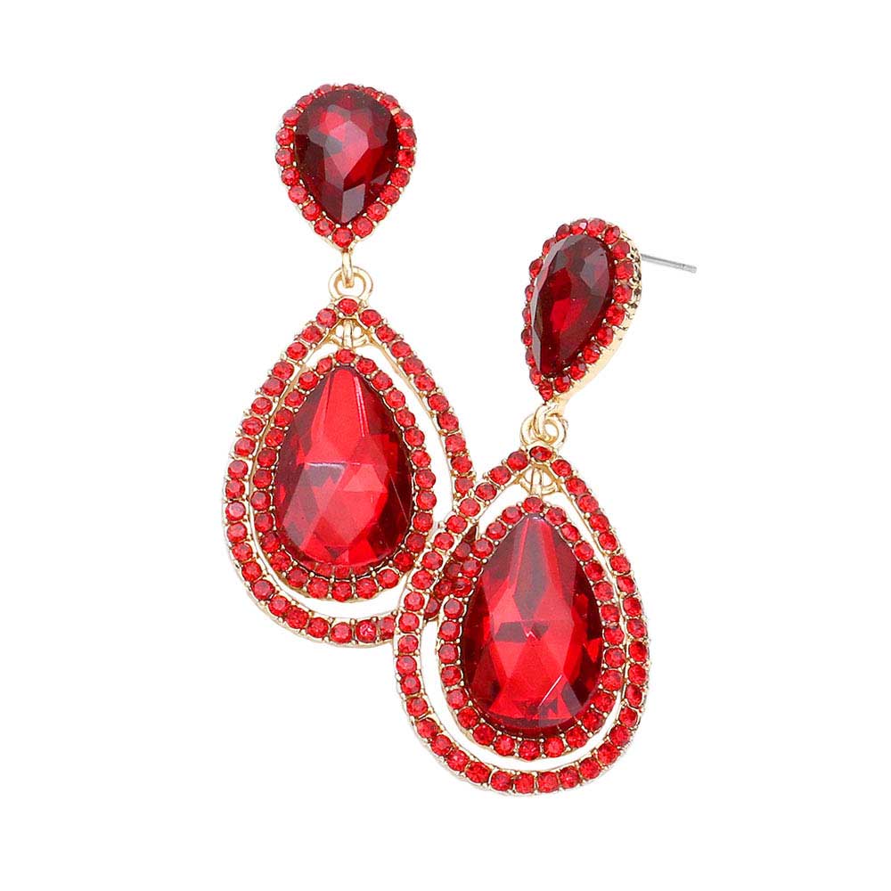 Teardrop Crystal Rhinestone Dangle Evening Earrings