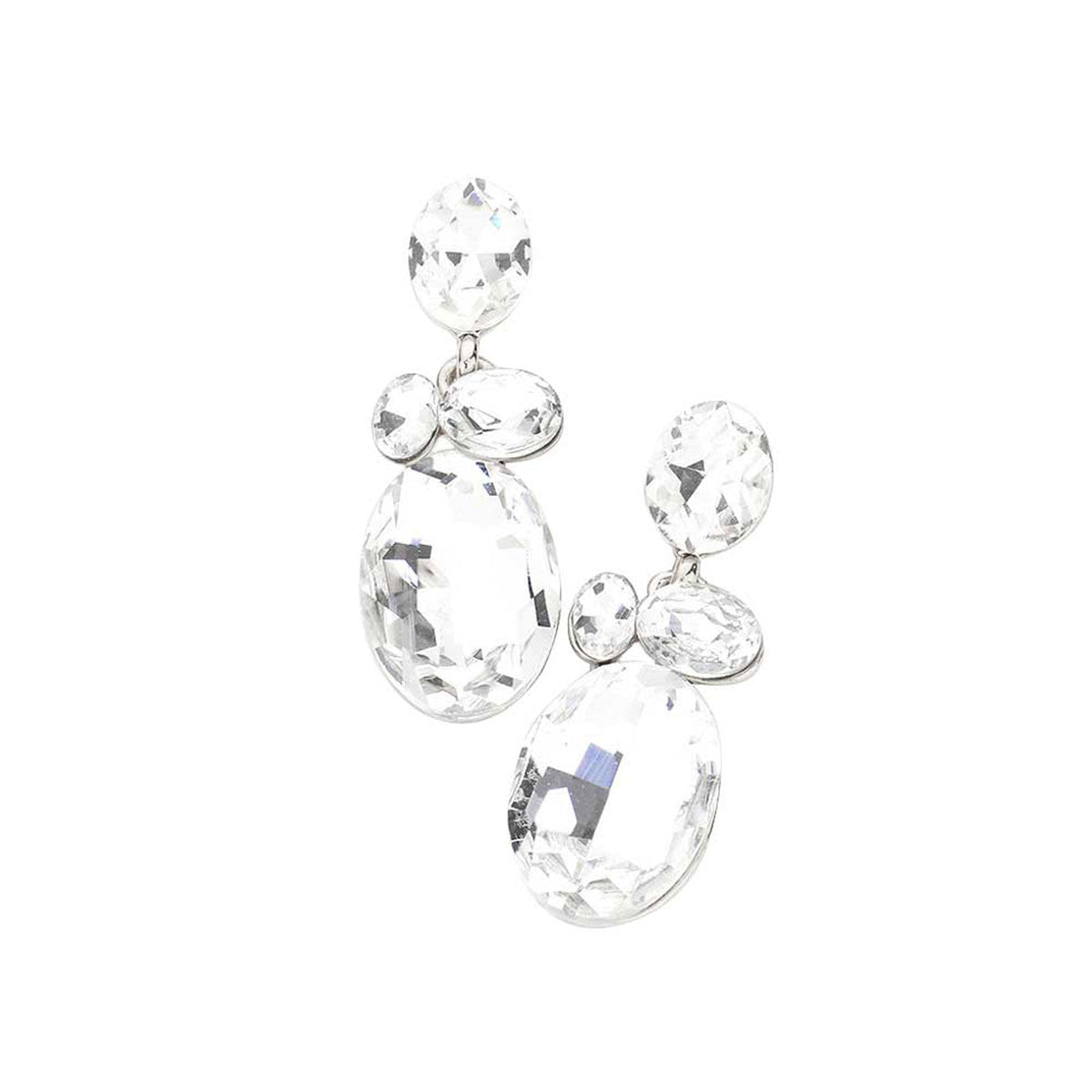 Oval Stone Link Dangle Evening Earrings