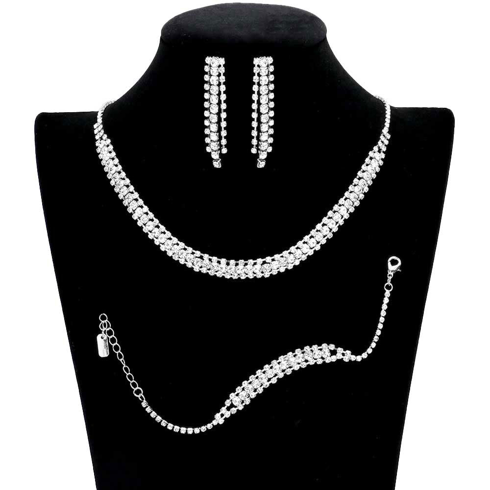 3PCS Rhinestone Necklace Jewelry Set
