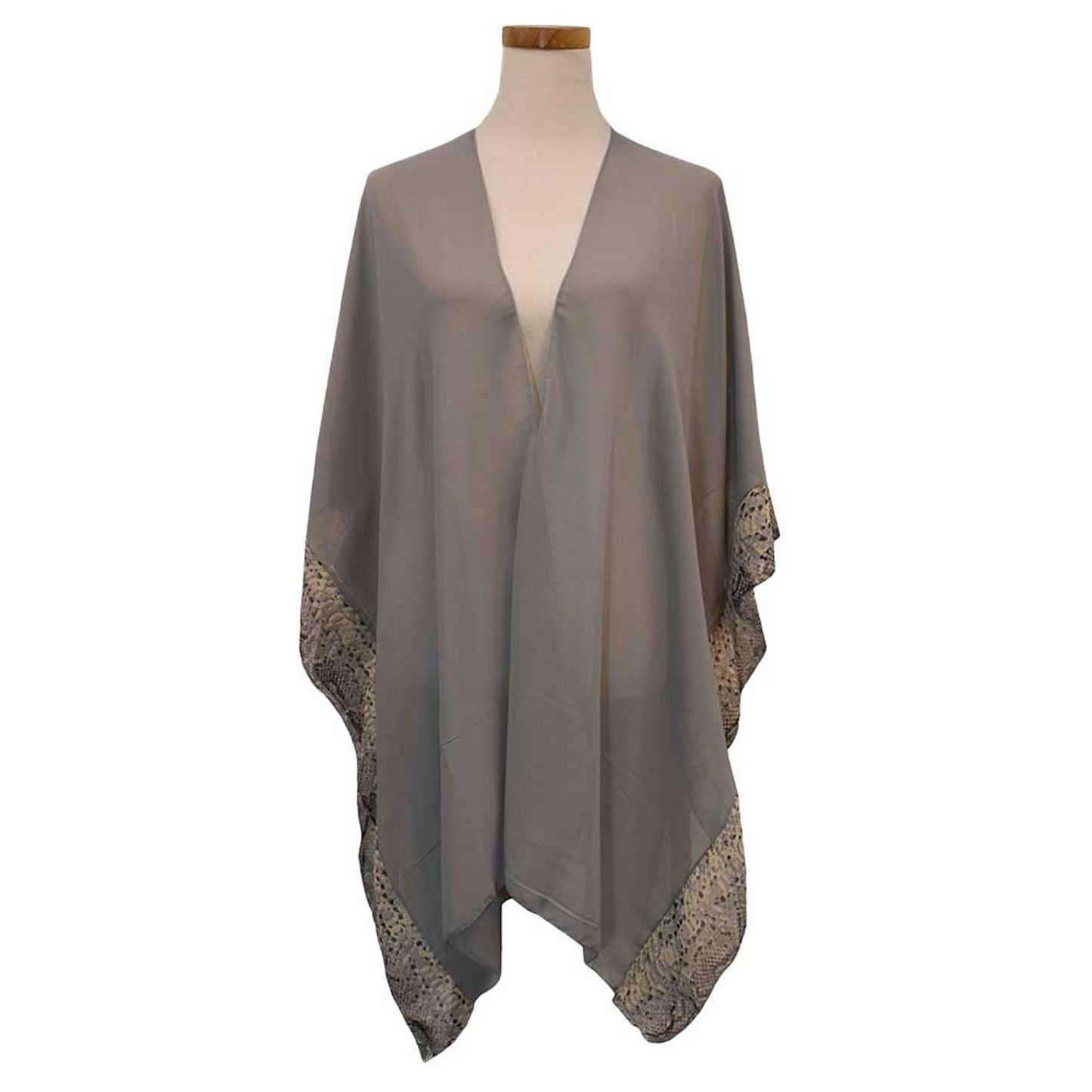 Animal Border Chiffon Kimono Poncho