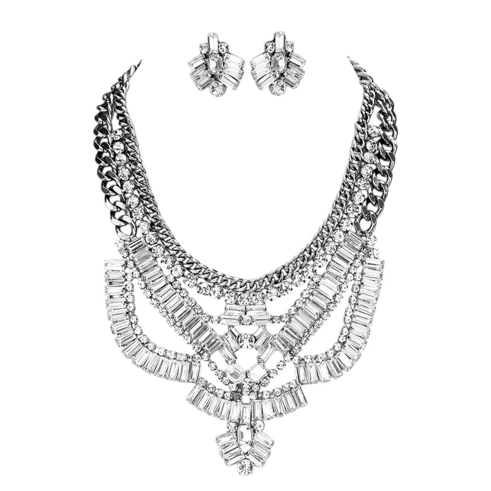 Antique Stone Embellished Statement Necklace