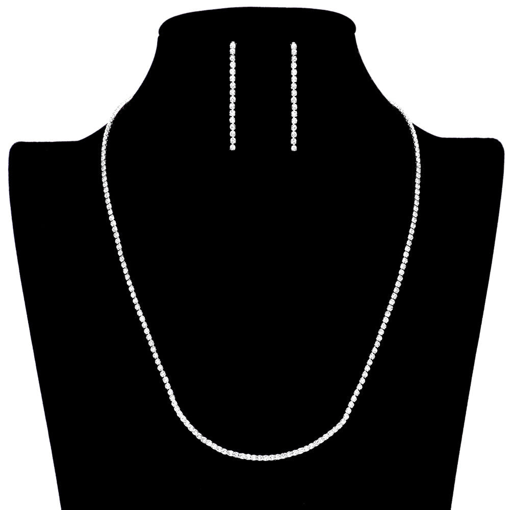 Dainty Rhinestone Necklace Earring Set