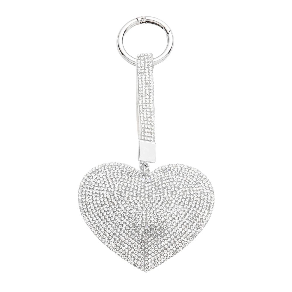 Bling Heart Bag Charm Key Chain Keychain
