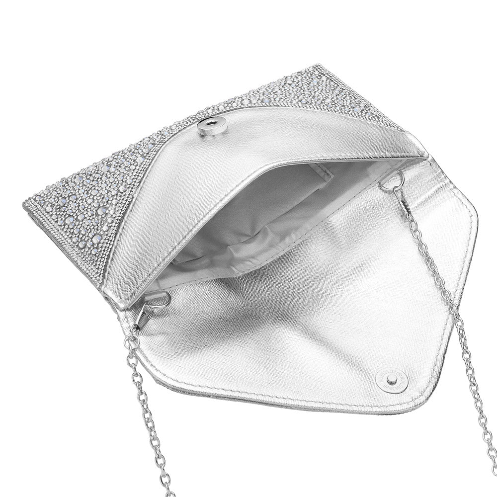 Bling Stone Studded Flap Envelop Evening Clutch Bag / Crossbody Bag