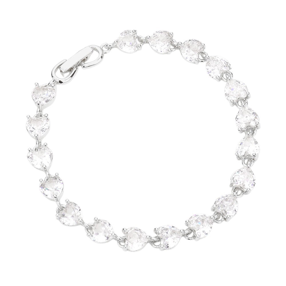 CZ Heart Link Evening Bracelet