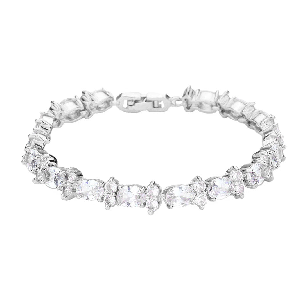 CZ Round Oval Cluster Evening Bracelet