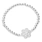 CZ Stone Paved Flower Pointed Stainless Steel Ball Stretch Bracelet